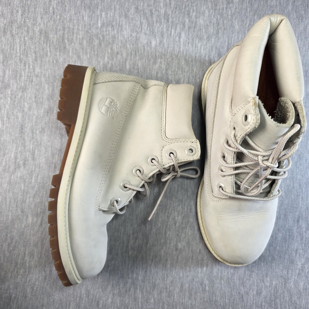 Timberland Kids Off-White Lace-Up Boots